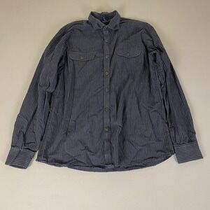 Kenneth Cole REACTION Button Down Shirt Men's Large Gray Striped 100% Cotton